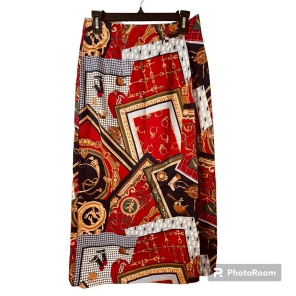 Ruff Hewn Vintage 80's 90's Equestrian Print Maxi Skirt - Picture 1 of 7